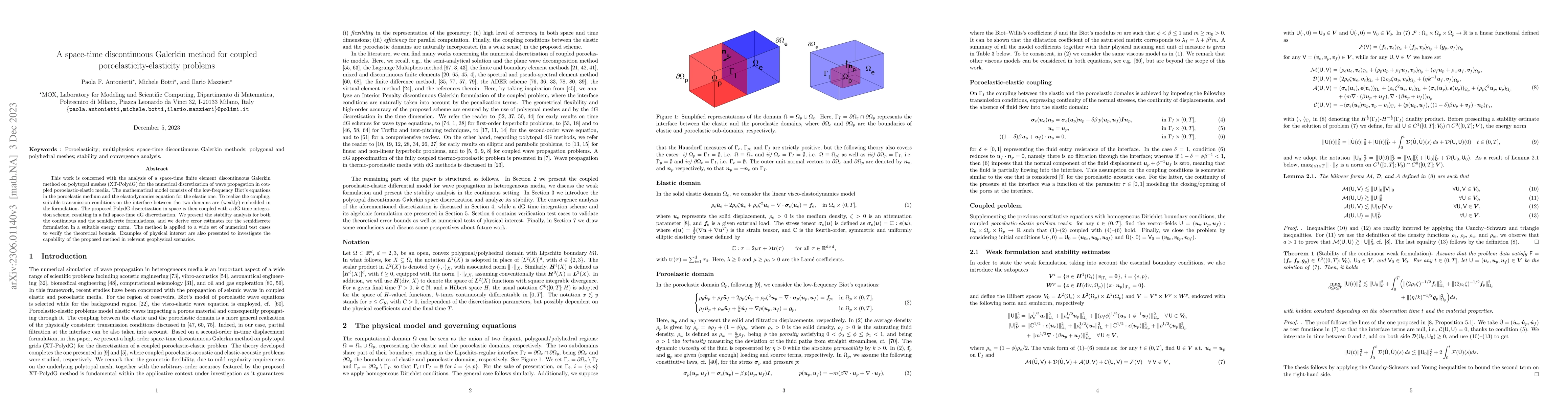 Thumbnail for A space-time discontinuous Galerkin method for coupled
  poroelasticity-elasticity problems