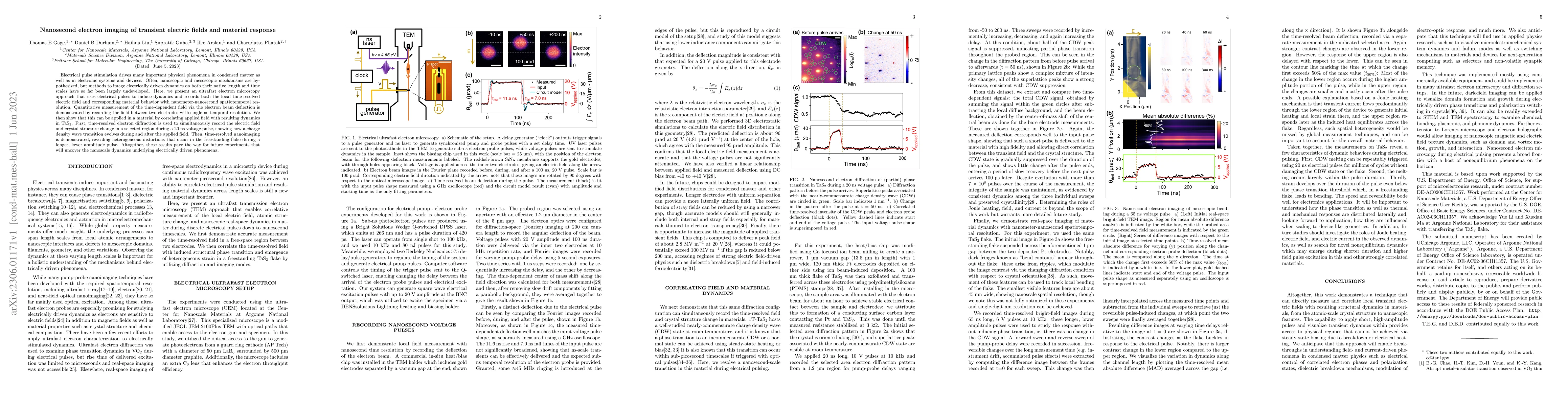 Thumbnail for Nanosecond electron imaging of transient electric fields and material
  response