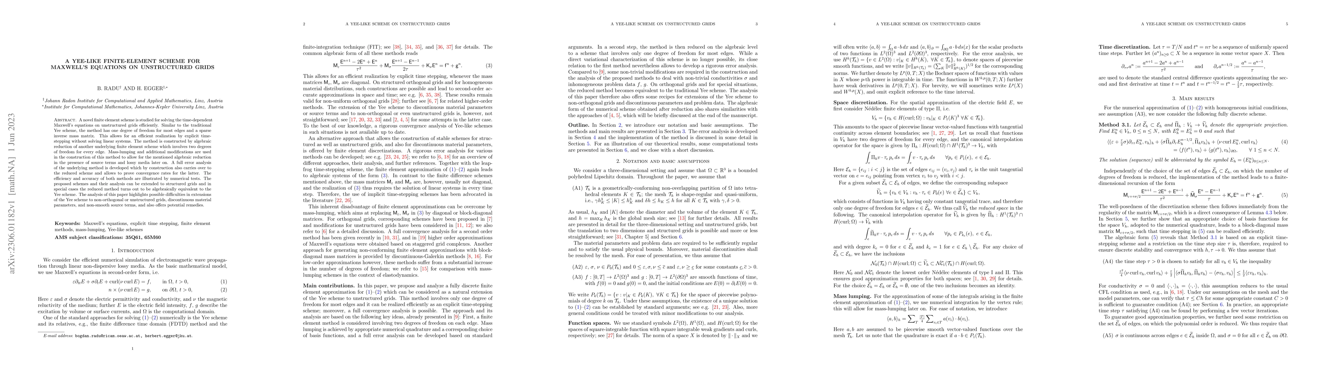 Thumbnail for A Yee-like finite-element scheme for Maxwell's equations on unstructured
  grids