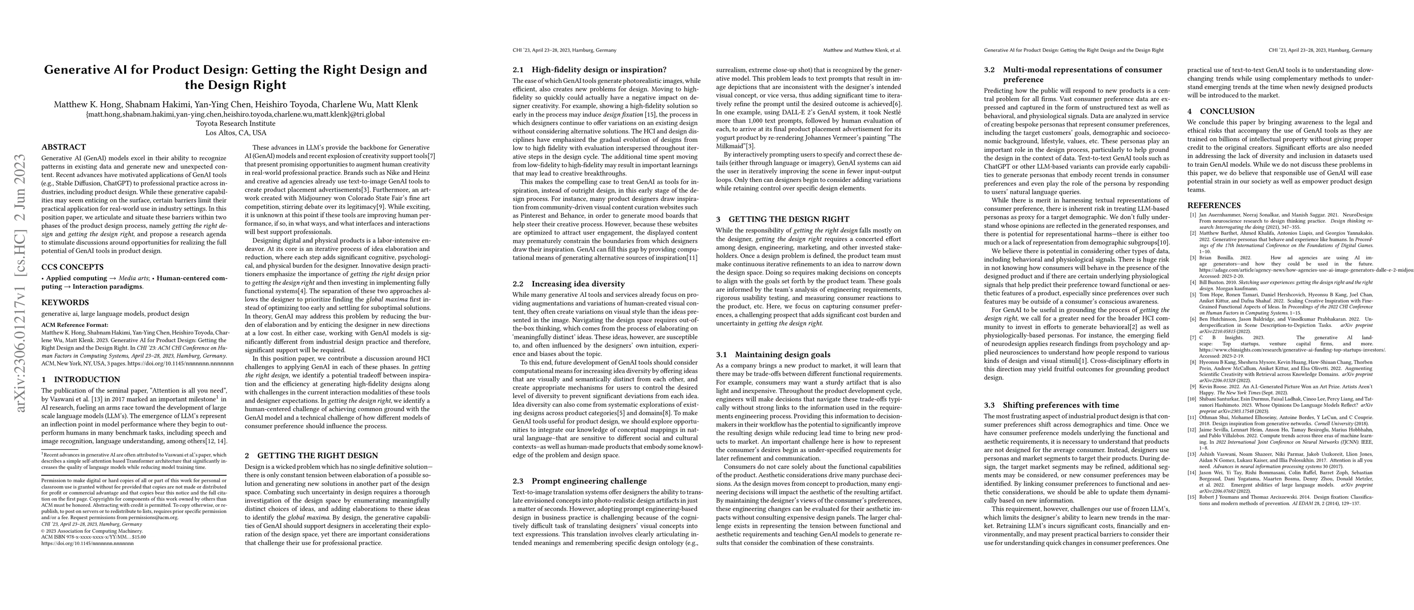 Thumbnail for Generative AI for Product Design: Getting the Right Design and the
  Design Right