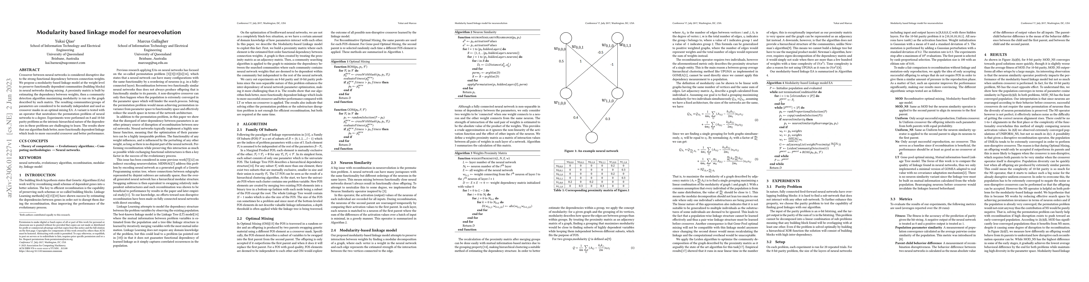Thumbnail for Modularity based linkage model for neuroevolution