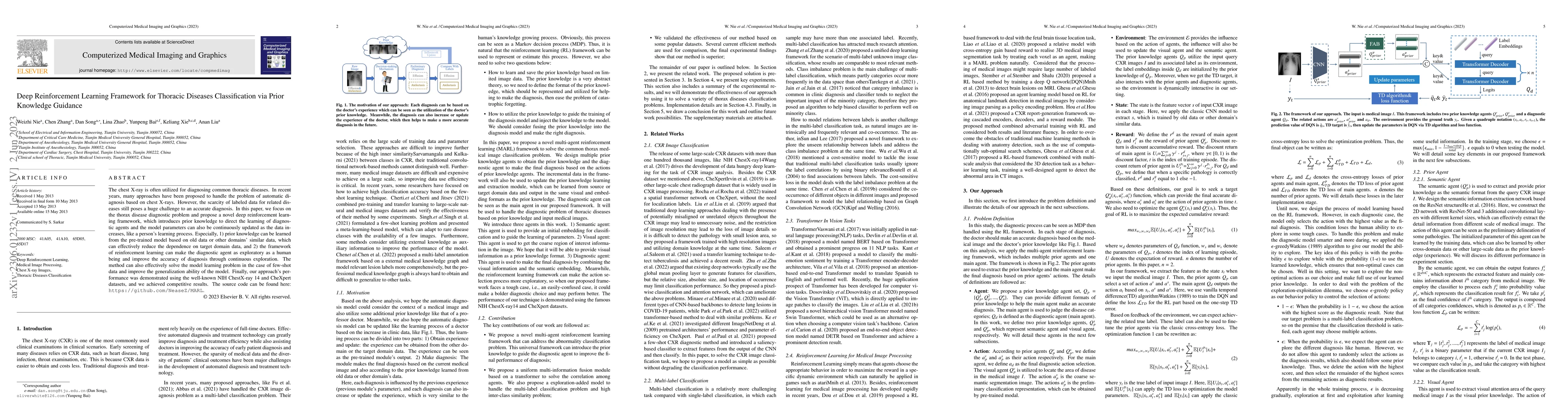 Thumbnail for Deep Reinforcement Learning Framework for Thoracic Diseases
  Classification via Prior Knowledge Guidance