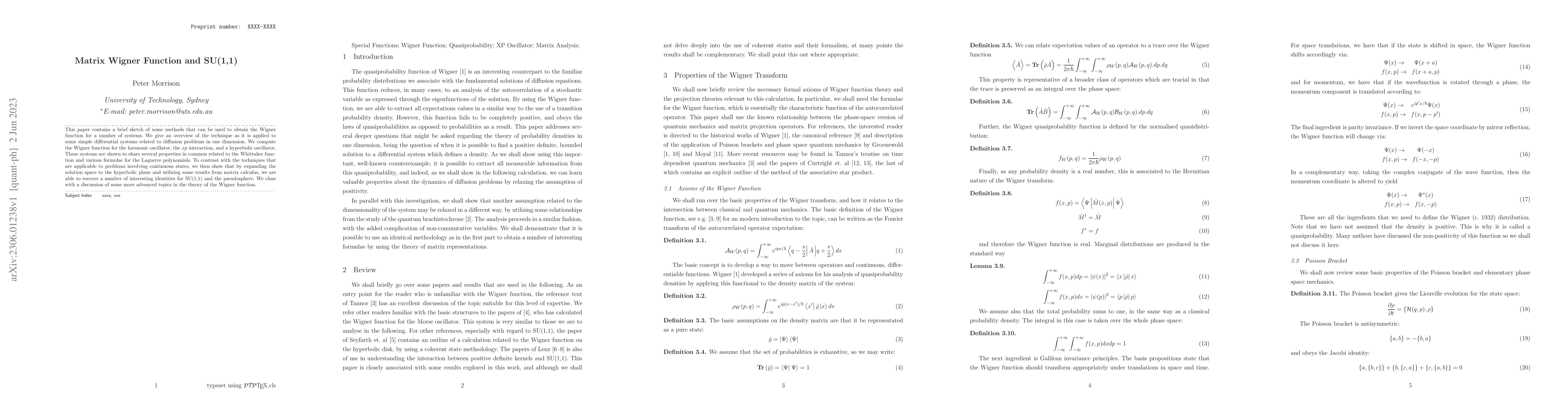 Thumbnail for Matrix Wigner Function and SU(1,1)