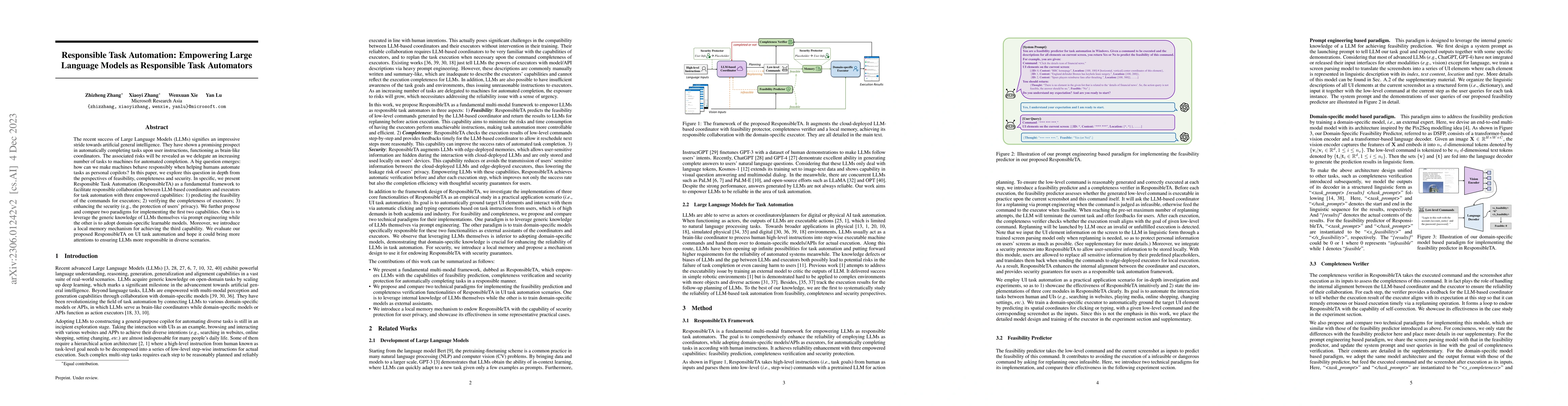 Thumbnail for Responsible Task Automation: Empowering Large Language Models as
  Responsible Task Automators