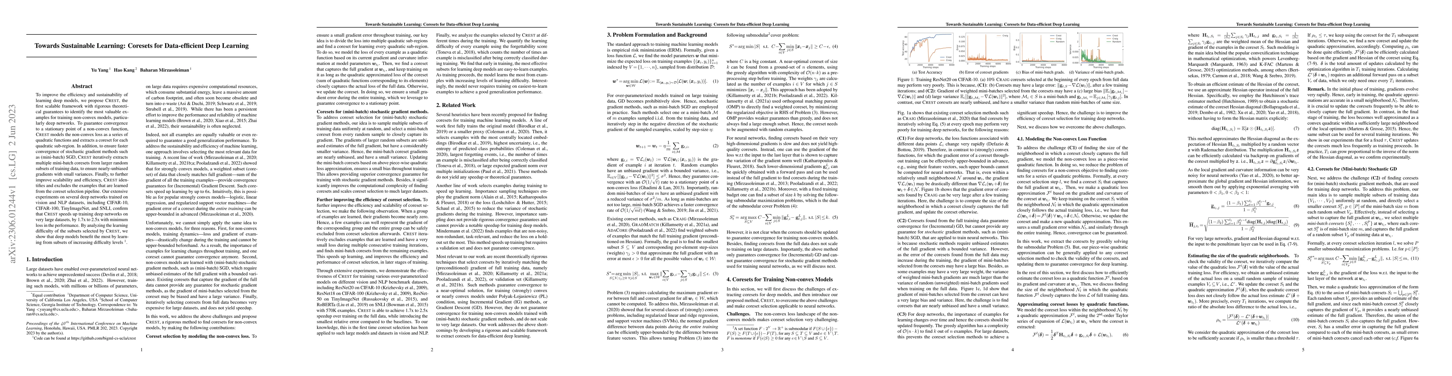 Thumbnail for Towards Sustainable Learning: Coresets for Data-efficient Deep Learning