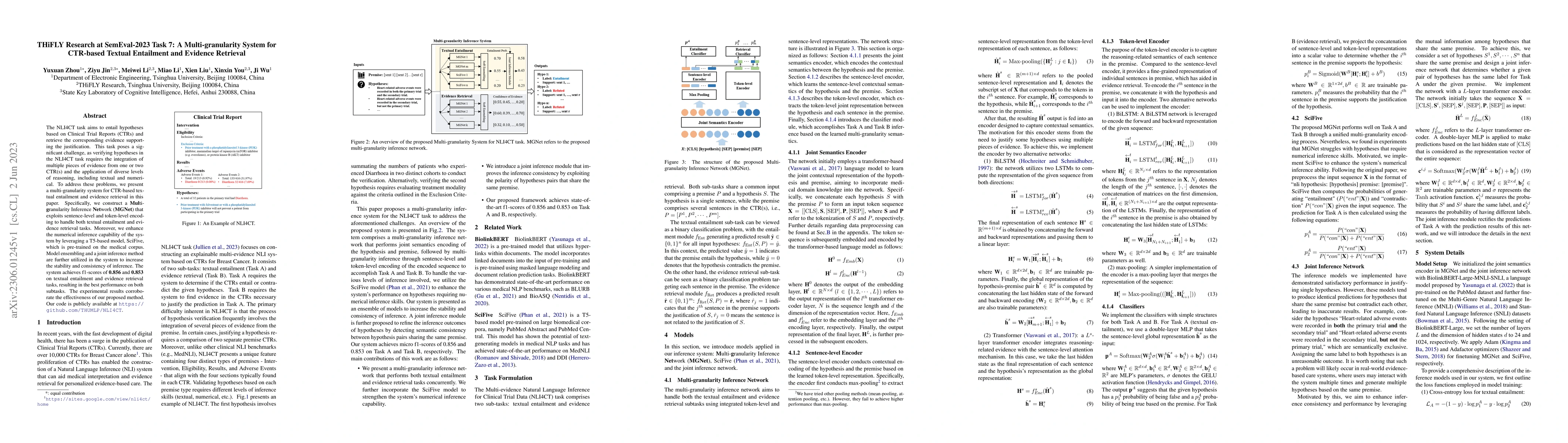 Thumbnail for THiFLY Research at SemEval-2023 Task 7: A Multi-granularity System for
  CTR-based Textual Entailment and Evidence Retrieval