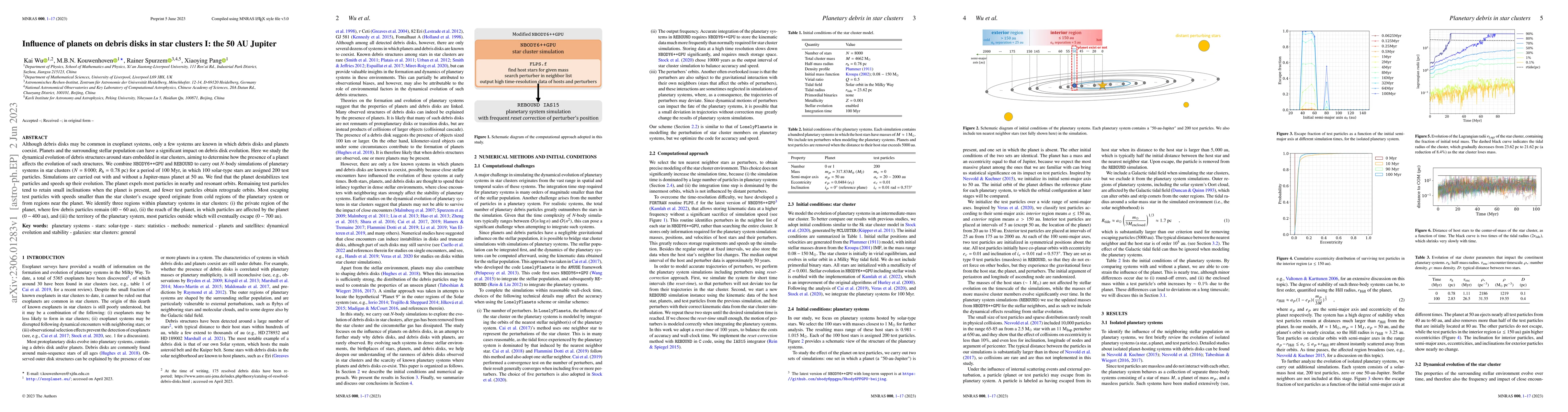 Thumbnail for Influence of planets on debris disks in star clusters I: the 50 AU
  Jupiter