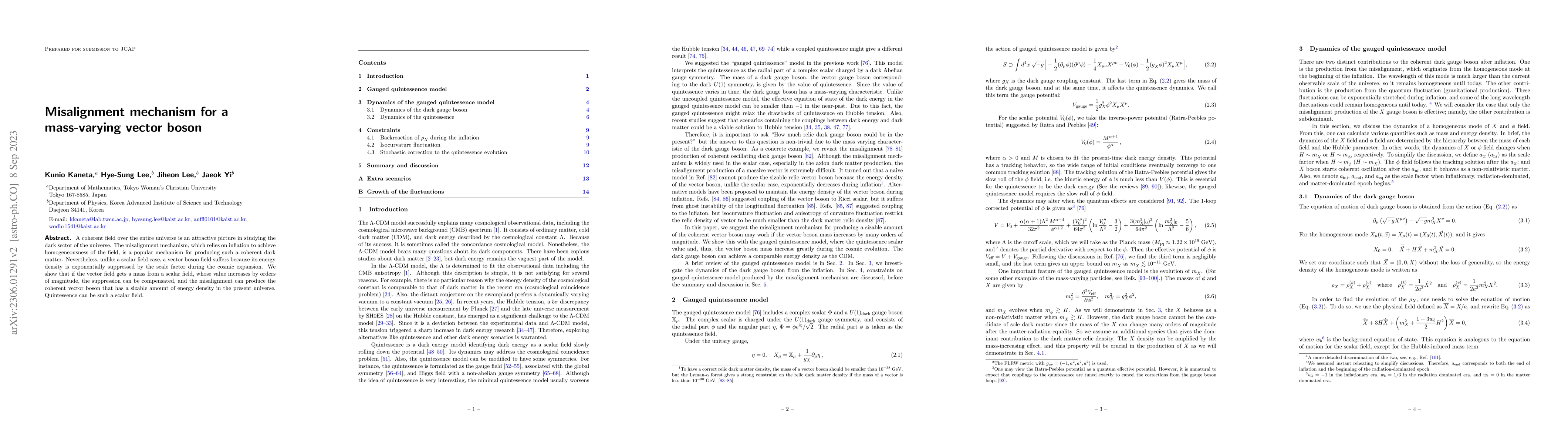 Thumbnail for Misalignment mechanism for a mass-varying vector boson