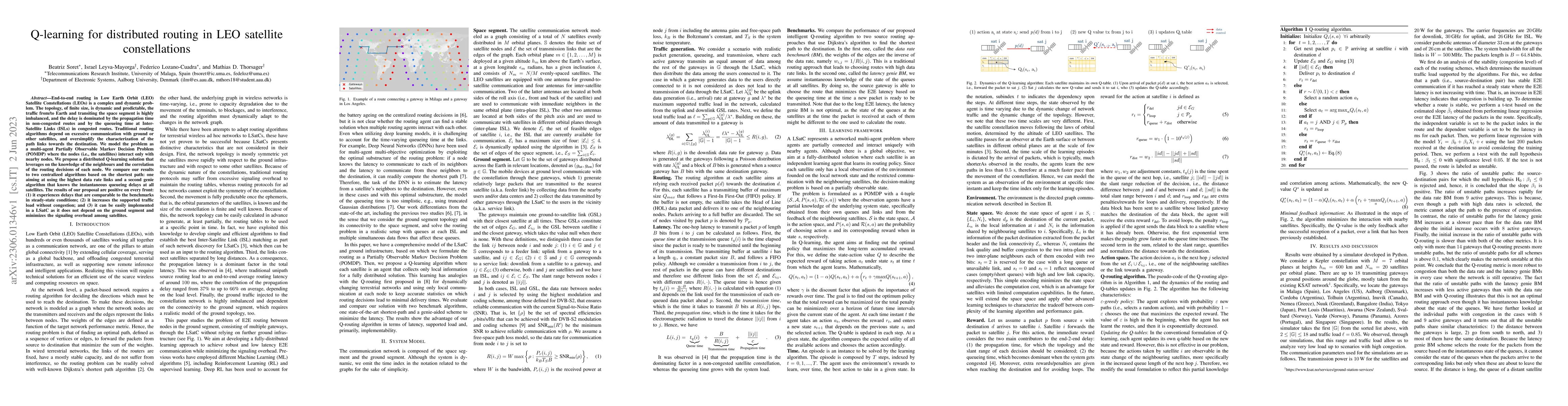 Thumbnail for Q-learning for distributed routing in LEO satellite constellations