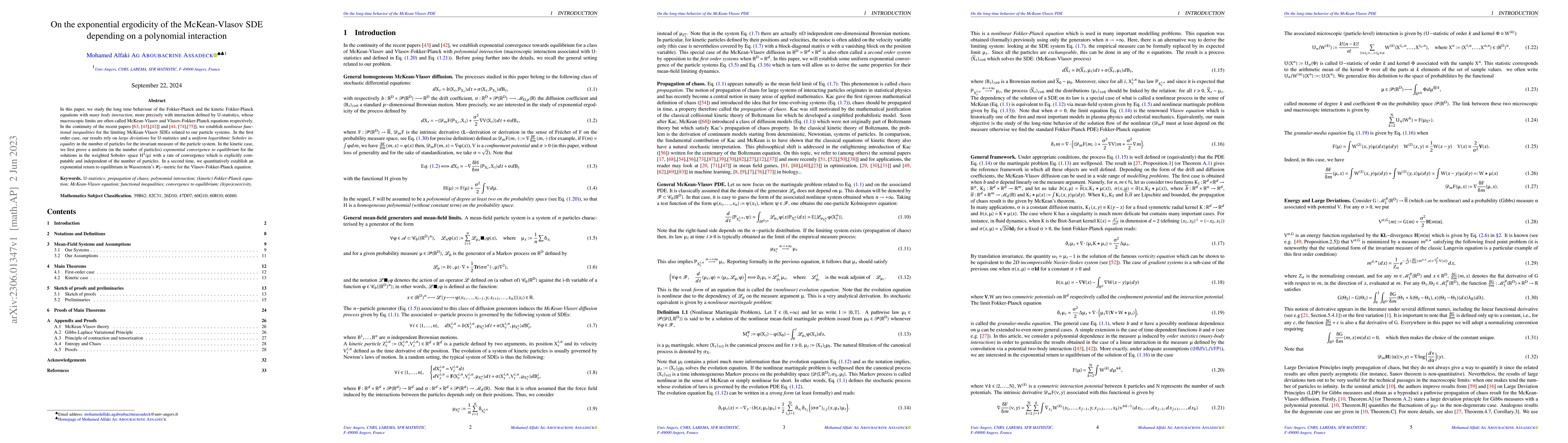 Thumbnail for On the exponential ergodicity of the McKean-Vlasov SDE depending on a
  polynomial interaction