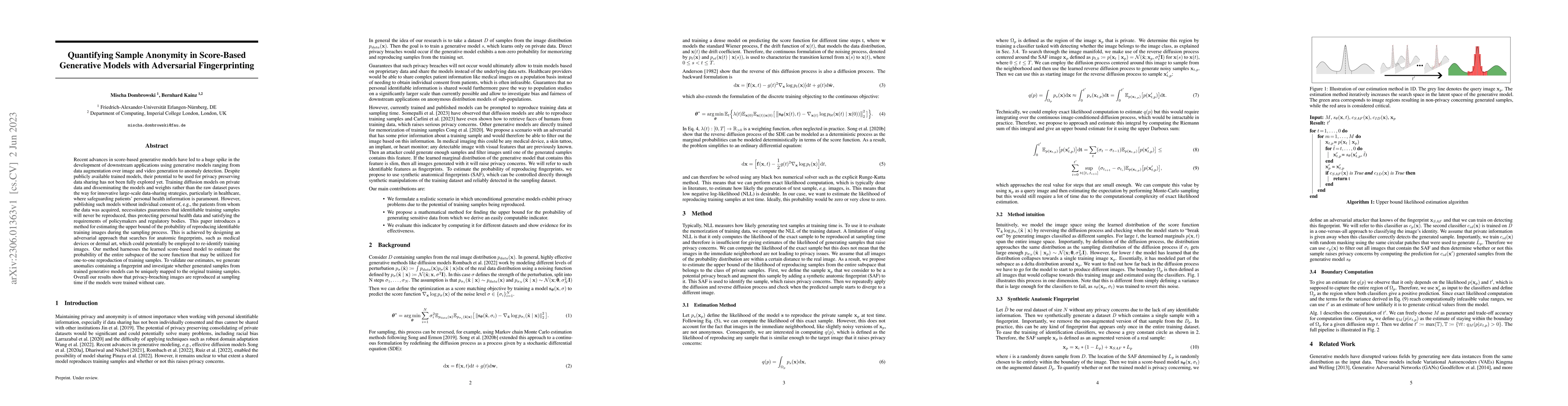 Thumbnail for Quantifying Sample Anonymity in Score-Based Generative Models with
  Adversarial Fingerprinting