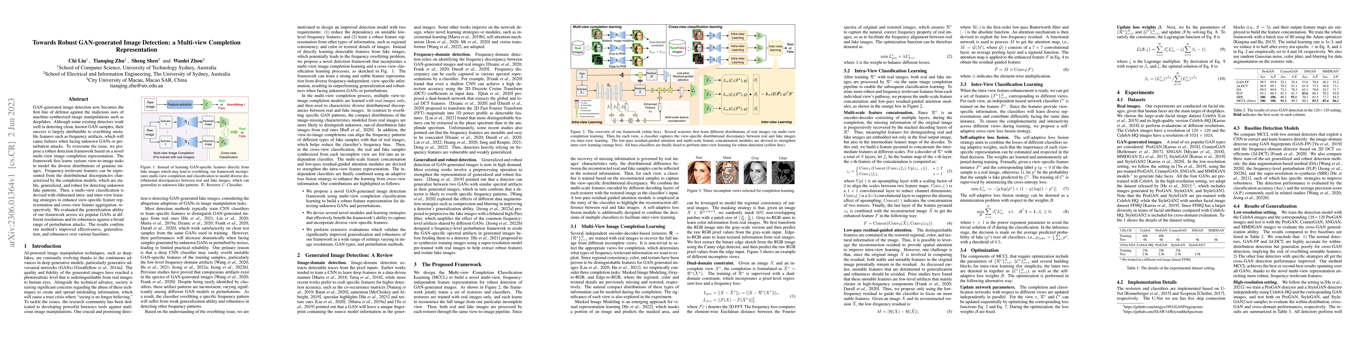 Thumbnail for Towards Robust GAN-generated Image Detection: a Multi-view Completion
  Representation