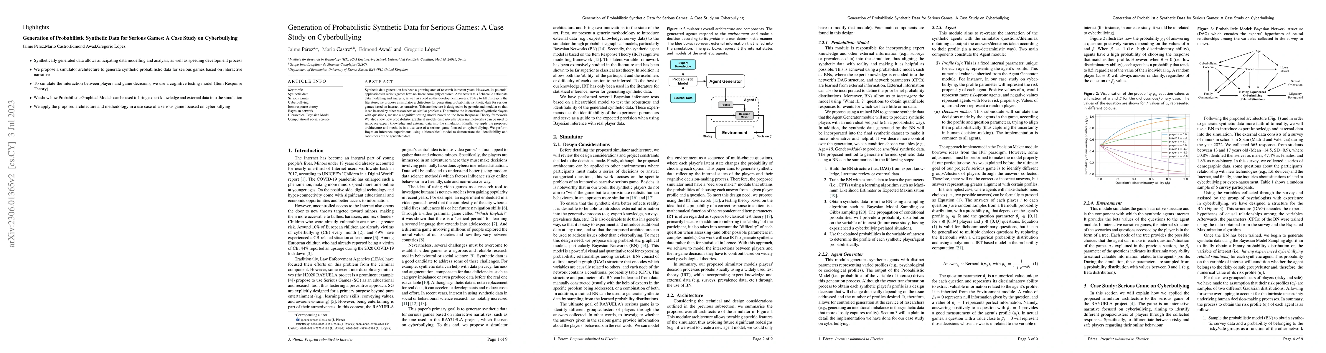 Thumbnail for Generation of Probabilistic Synthetic Data for Serious Games: A Case
  Study on Cyberbullying