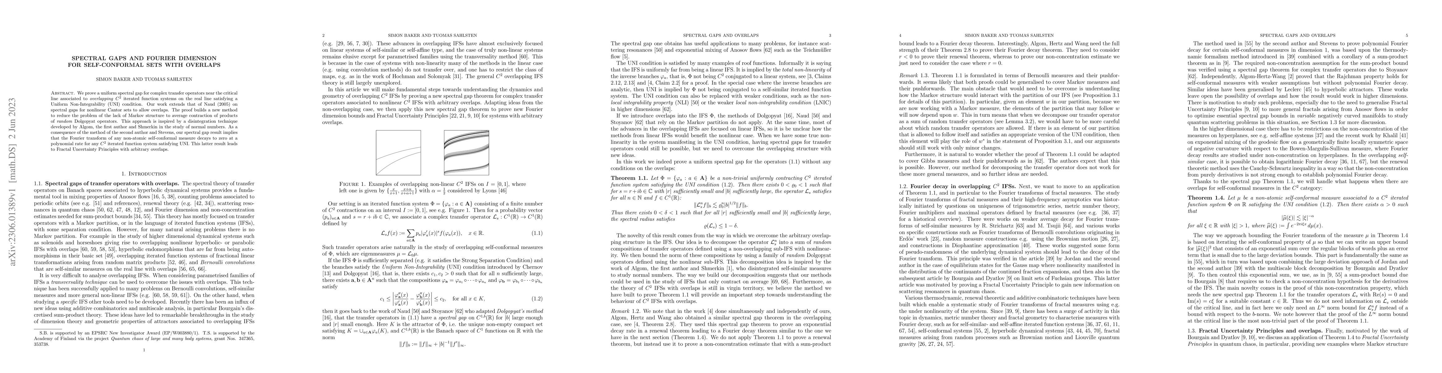 Thumbnail for Spectral gaps and Fourier dimension for self-conformal sets with
  overlaps