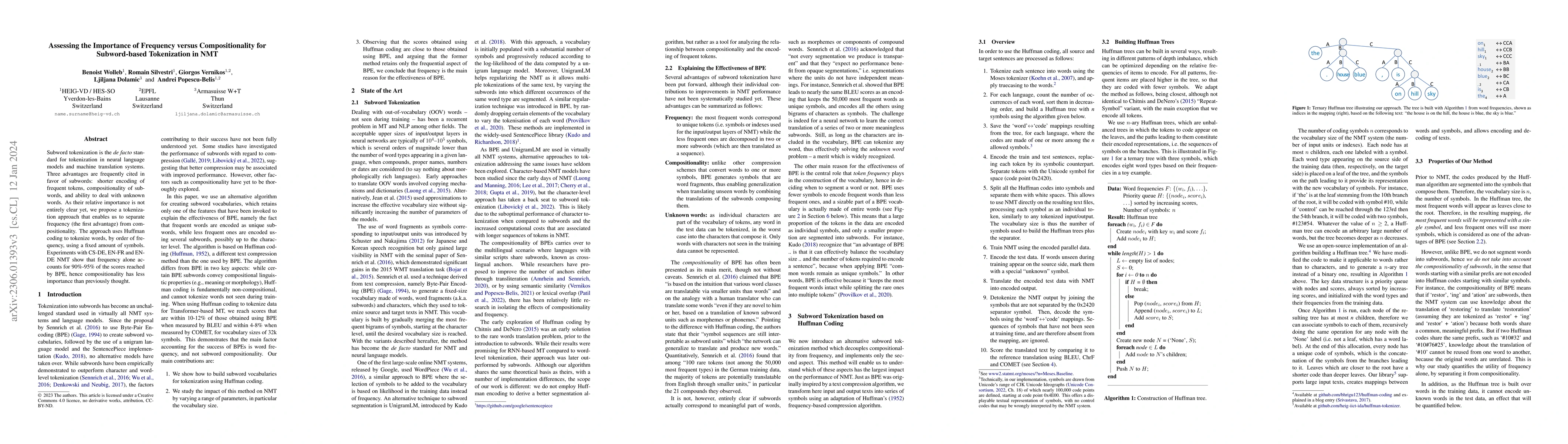 Thumbnail for Assessing the Importance of Frequency versus Compositionality for
  Subword-based Tokenization in NMT