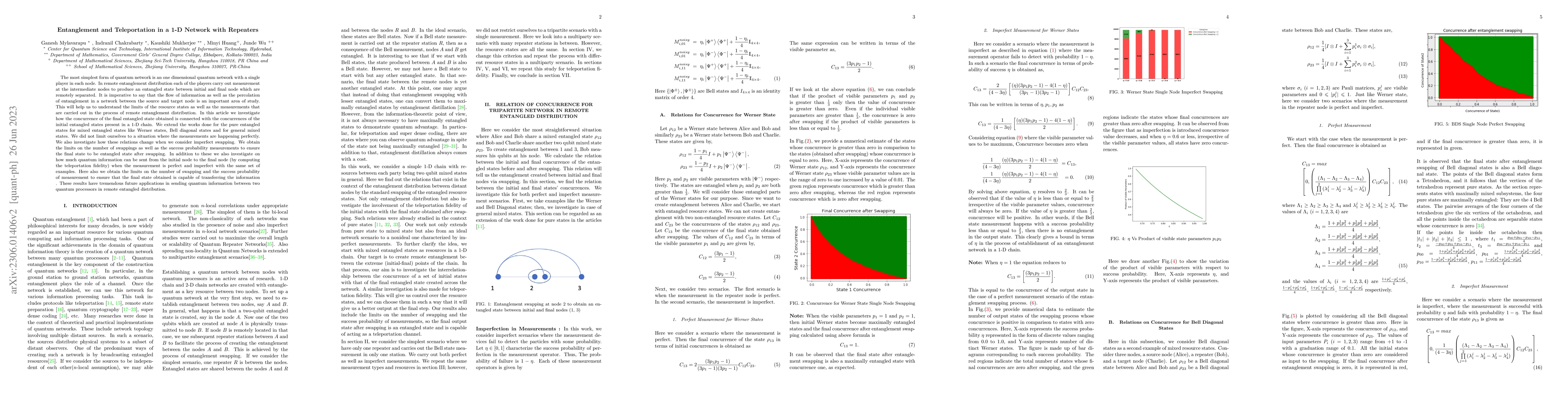 Thumbnail for Entanglement and Teleportation in a 1-D Network with Repeaters