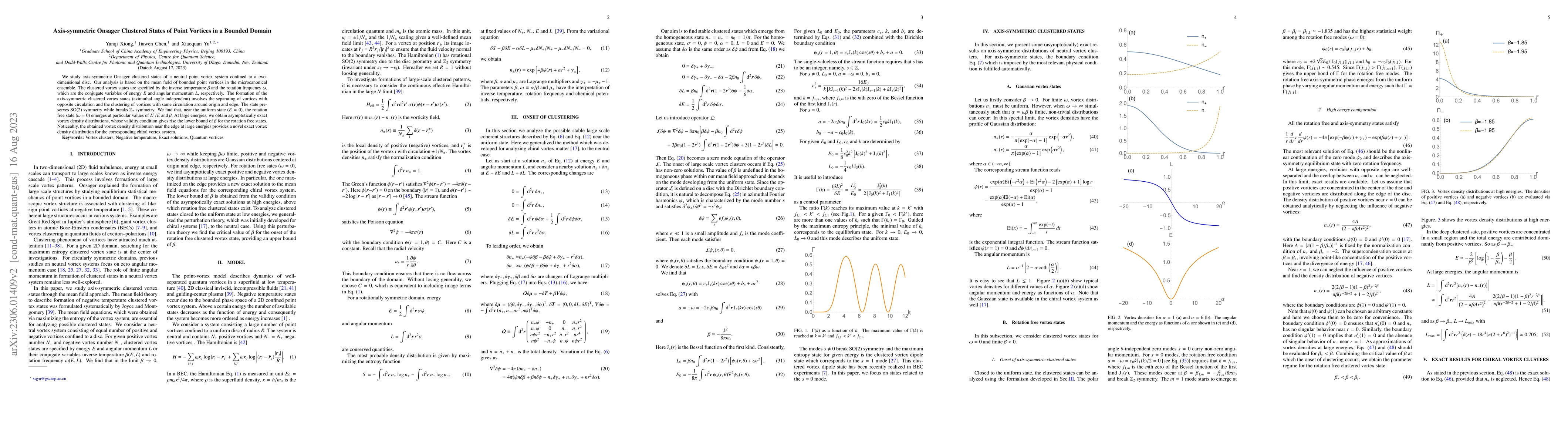 Thumbnail for Axis-symmetric Onsager Clustered States of Point Vortices in a Bounded
  Domain