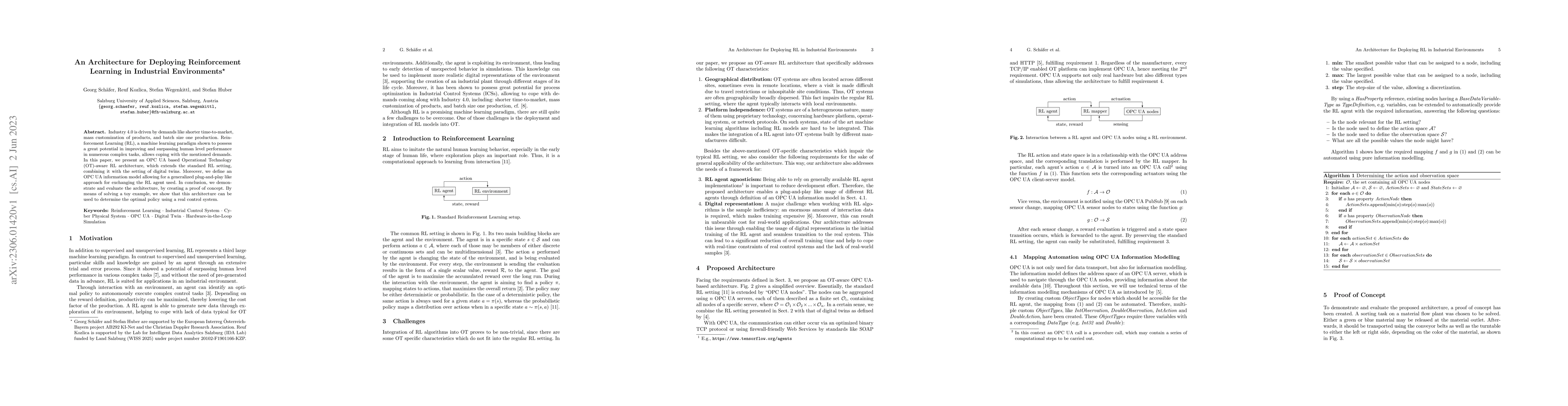 Thumbnail for An Architecture for Deploying Reinforcement Learning in Industrial
  Environments