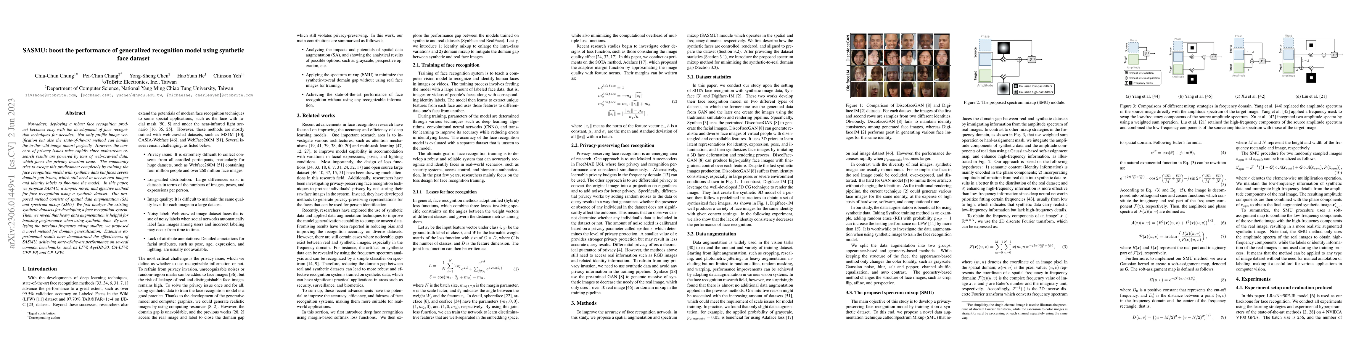 Thumbnail for SASMU: boost the performance of generalized recognition model using
  synthetic face dataset