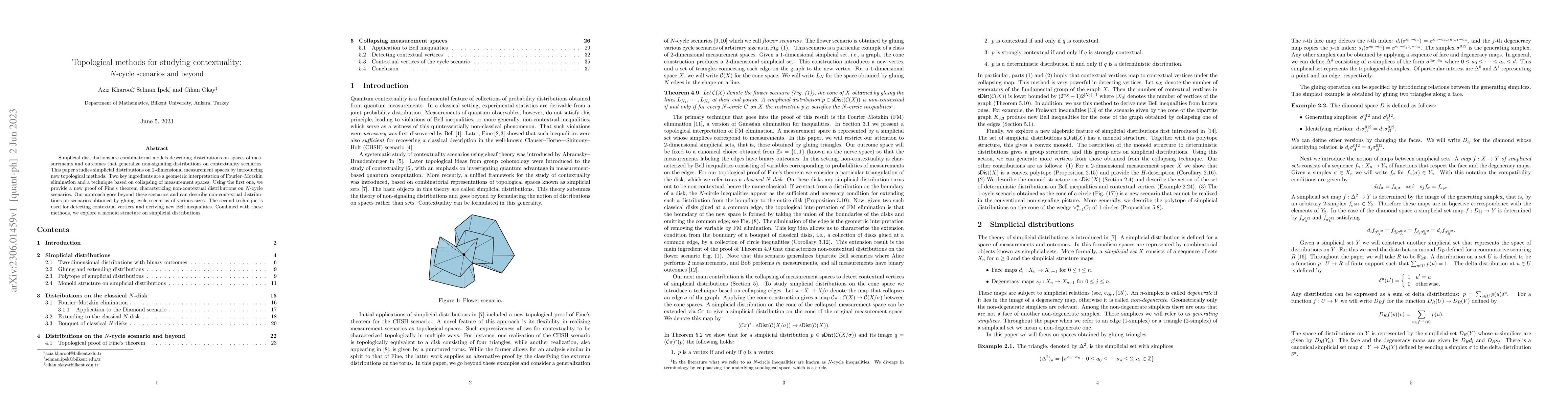 Thumbnail for Topological methods for studying contextuality: $N$-cycle scenarios and
  beyond