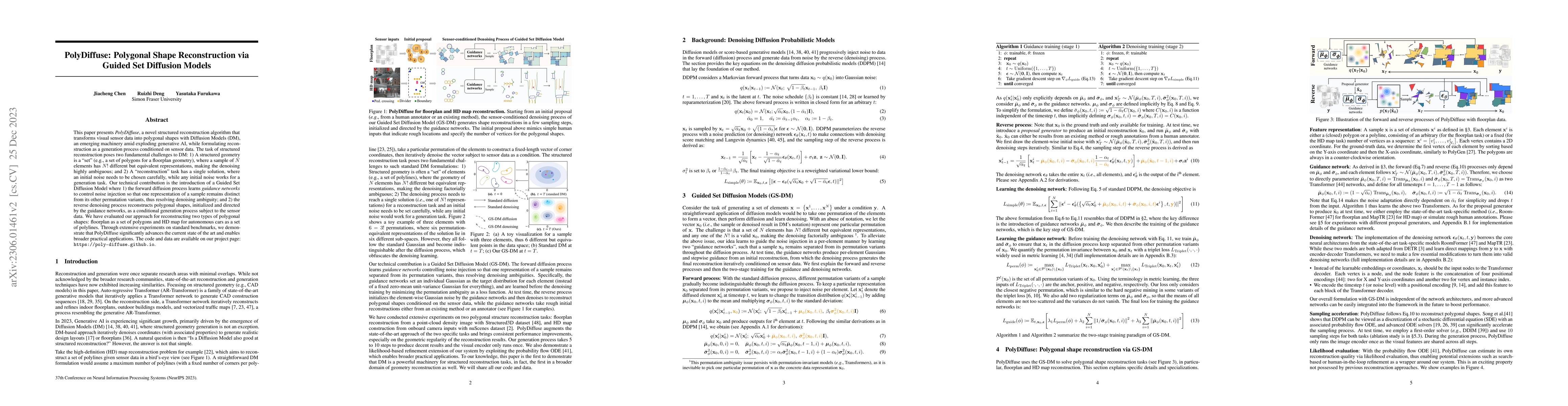 Thumbnail for PolyDiffuse: Polygonal Shape Reconstruction via Guided Set Diffusion
  Models