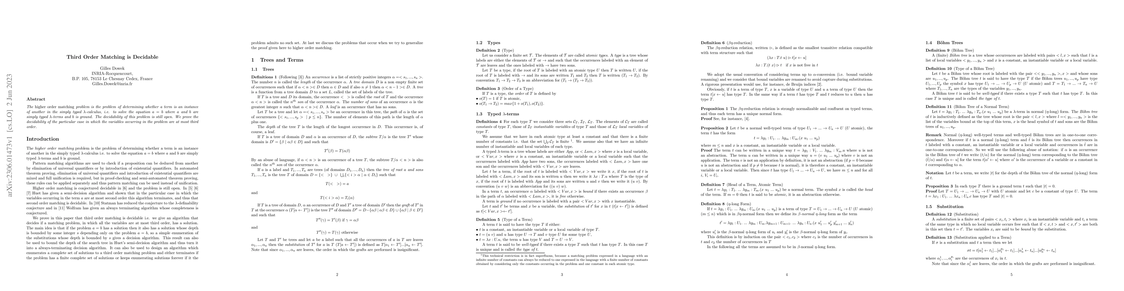 Thumbnail for Third Order Matching is Decidable