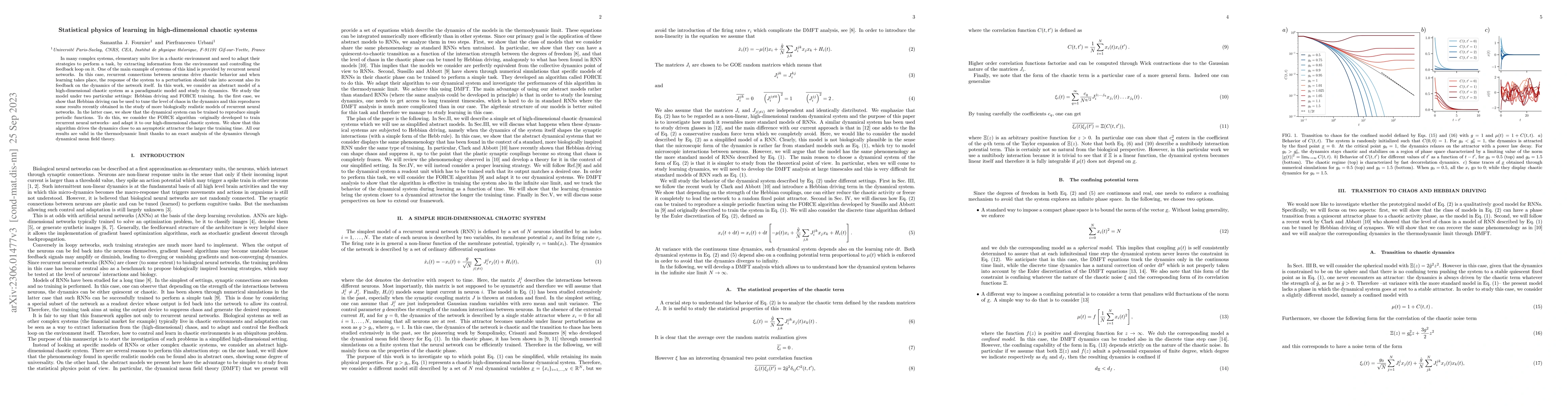 Thumbnail for Statistical physics of learning in high-dimensional chaotic systems
