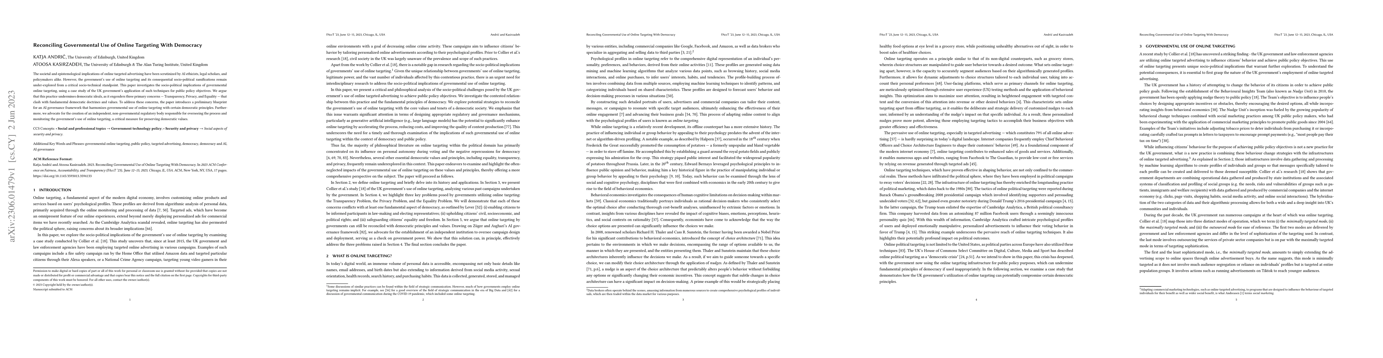 Thumbnail for Reconciling Governmental Use of Online Targeting With Democracy