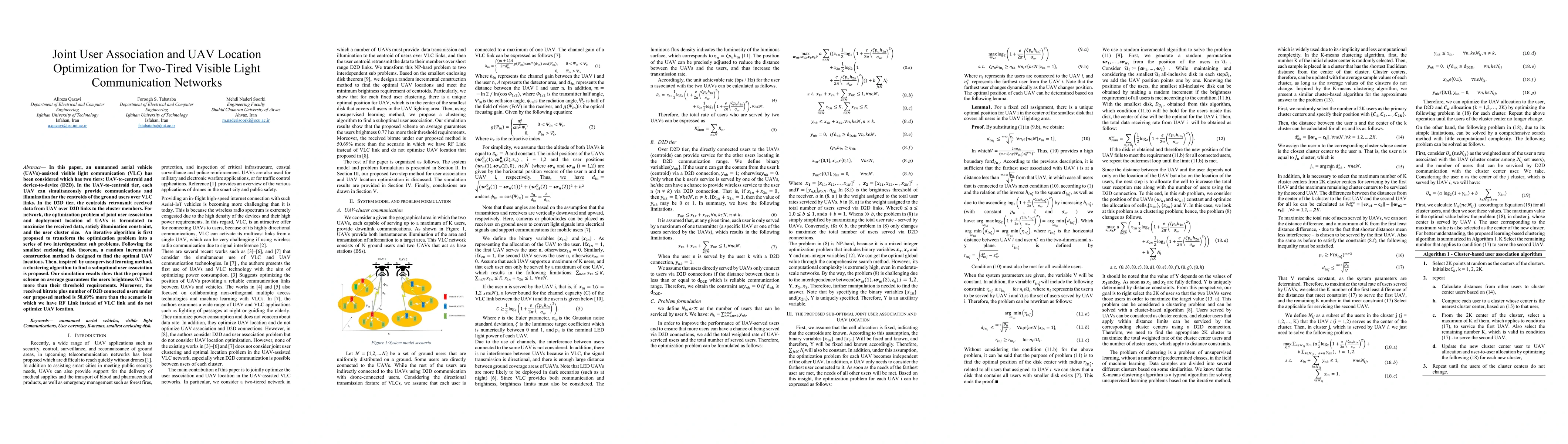 Thumbnail for Joint User Association and UAV Location Optimization for Two-Tired
  Visible Light Communication Networks