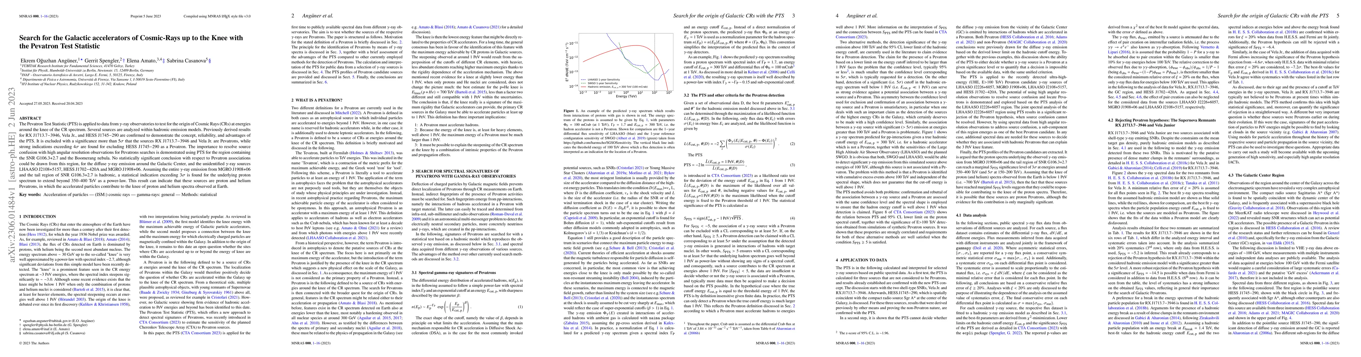 Thumbnail for Search for the Galactic accelerators of Cosmic-Rays up to the Knee with
  the Pevatron Test Statistic