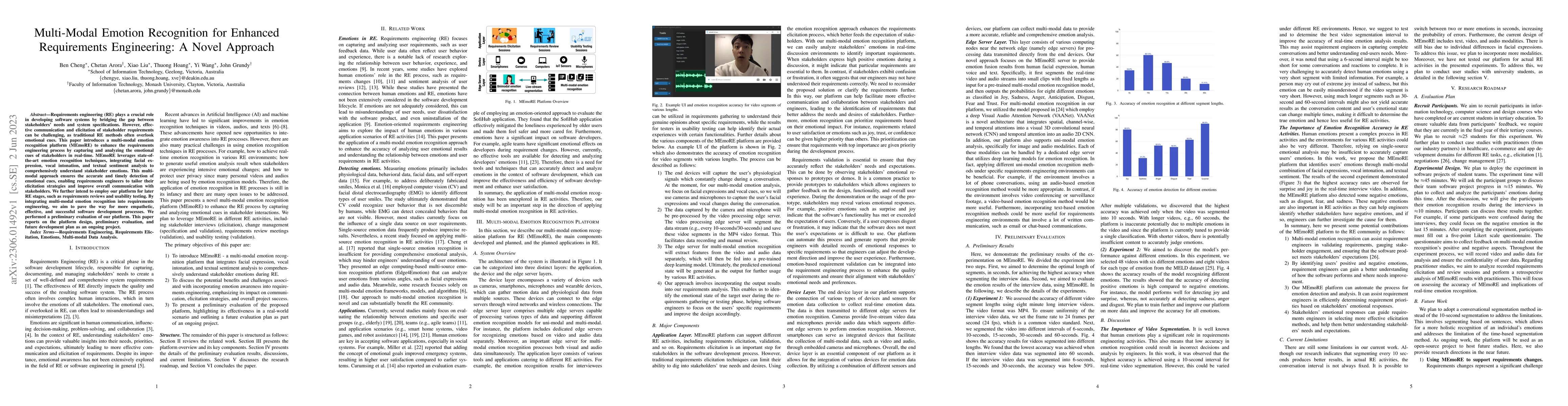 Thumbnail for Multi-Modal Emotion Recognition for Enhanced Requirements Engineering: A
  Novel Approach