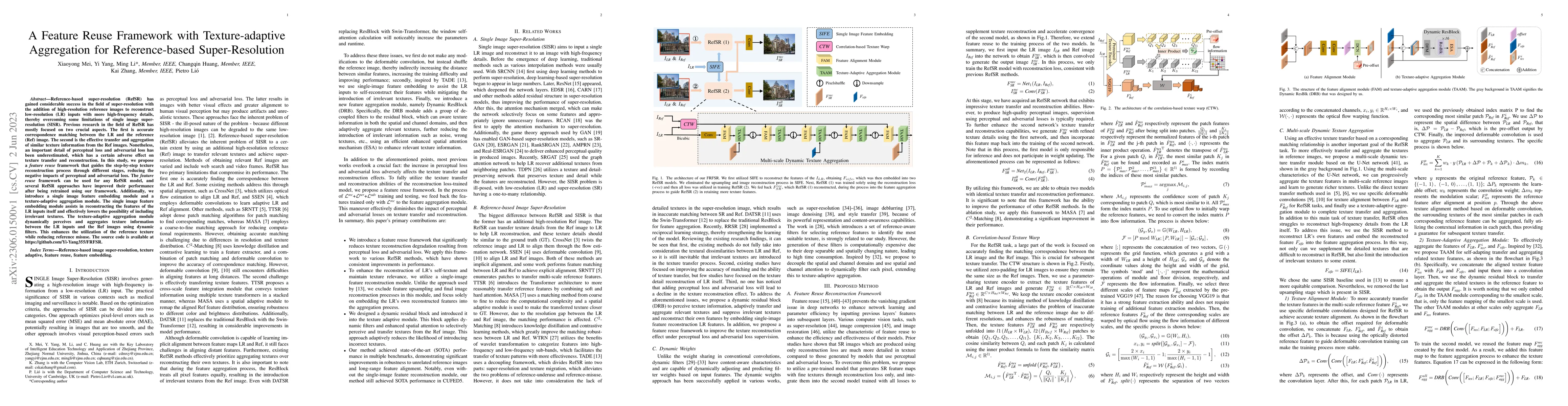 Thumbnail for A Feature Reuse Framework with Texture-adaptive Aggregation for
  Reference-based Super-Resolution