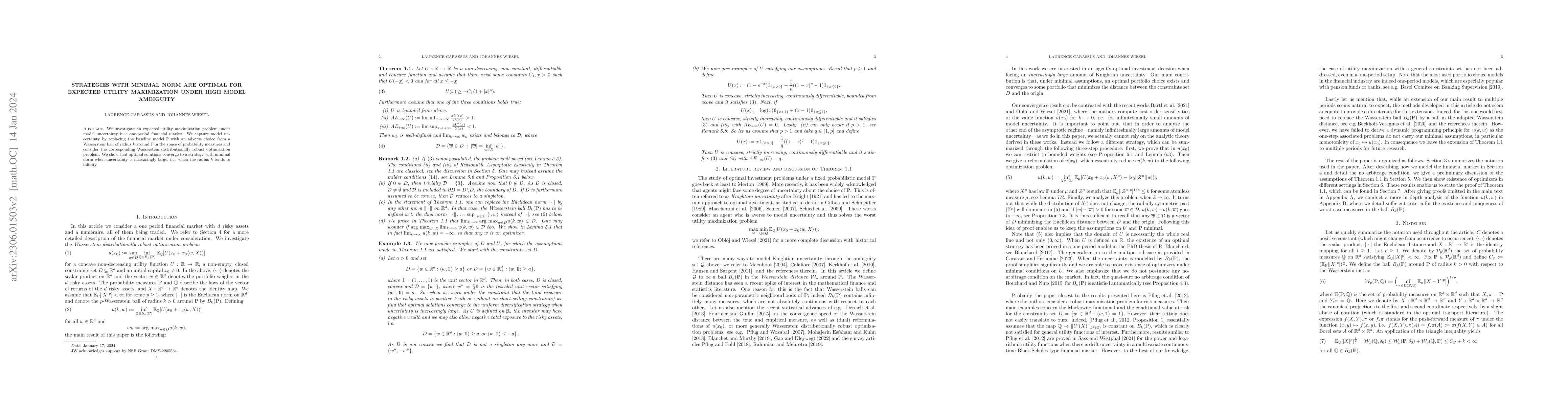 Thumbnail for Strategies with minimal norm are optimal for expected utility
  maximization under high model ambiguity