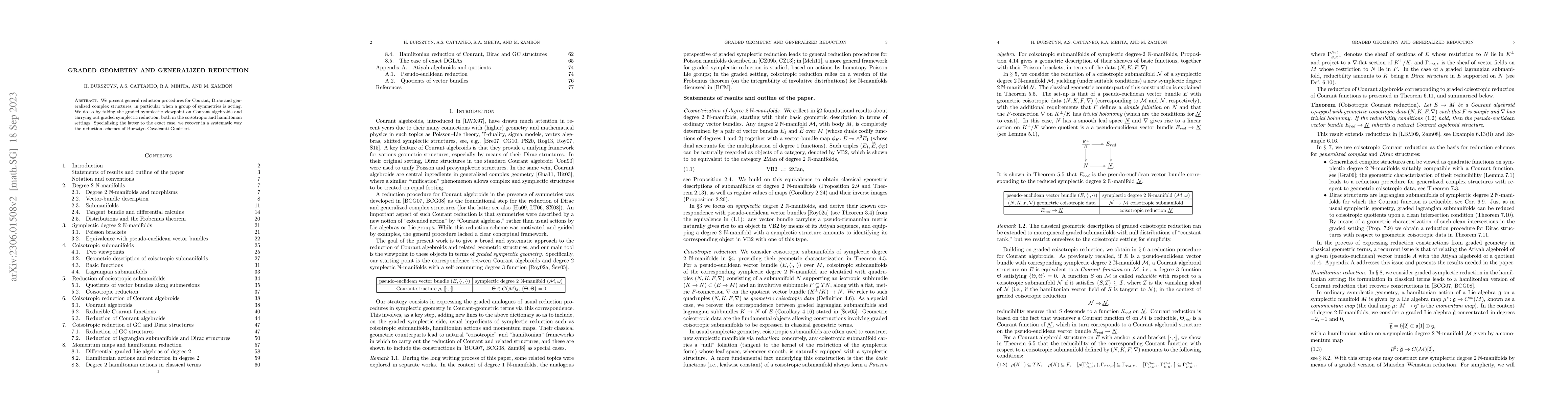 Thumbnail for Graded geometry and generalized reduction