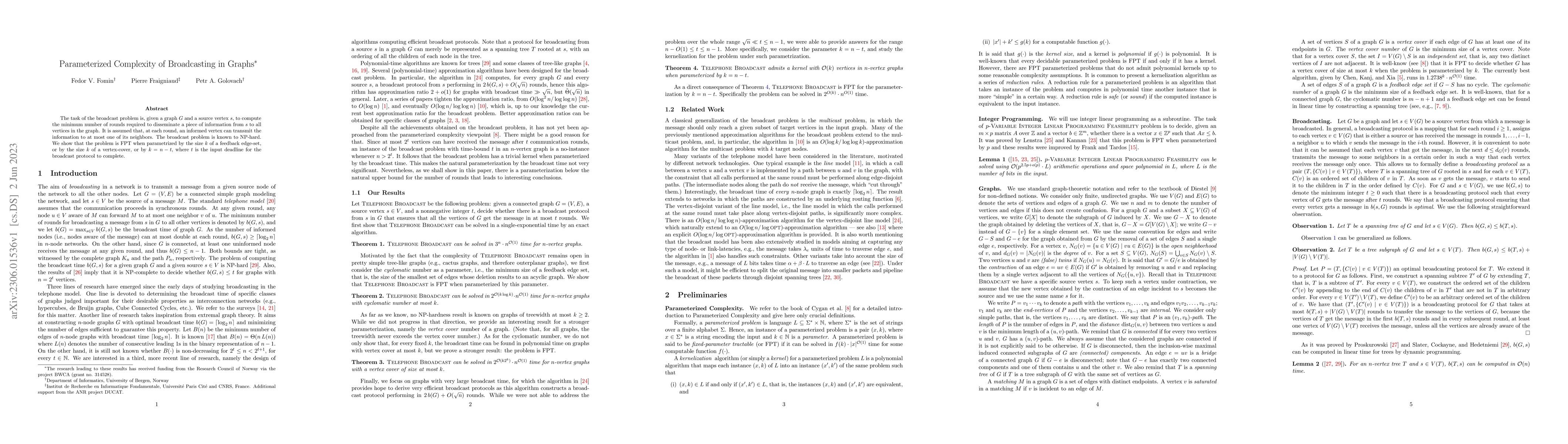 Thumbnail for Parameterized Complexity of Broadcasting in Graphs