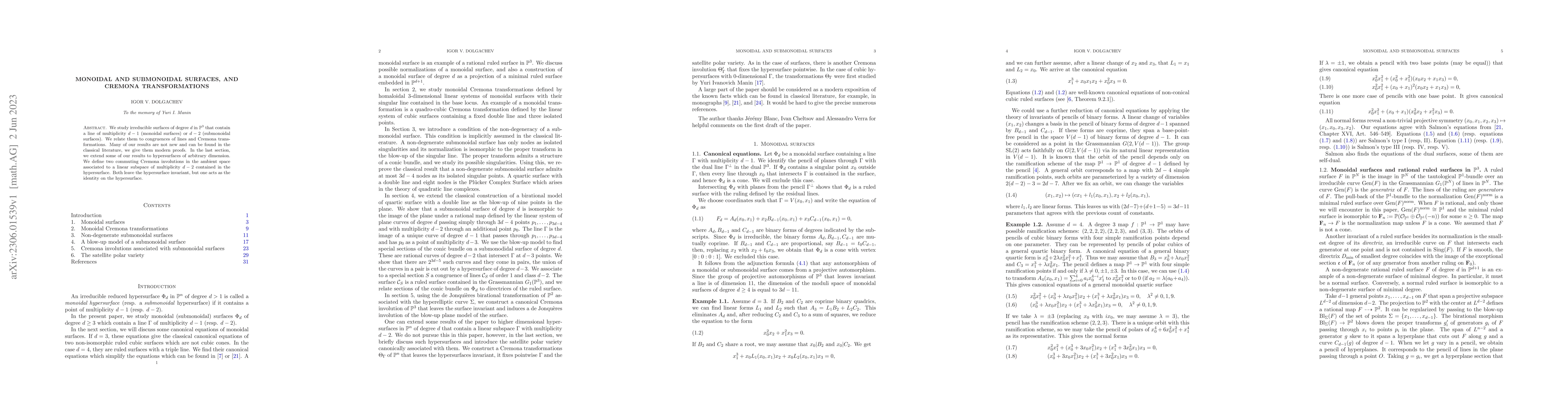 Thumbnail for Monoidal and submonoidal surfaces, and Cremona transformations