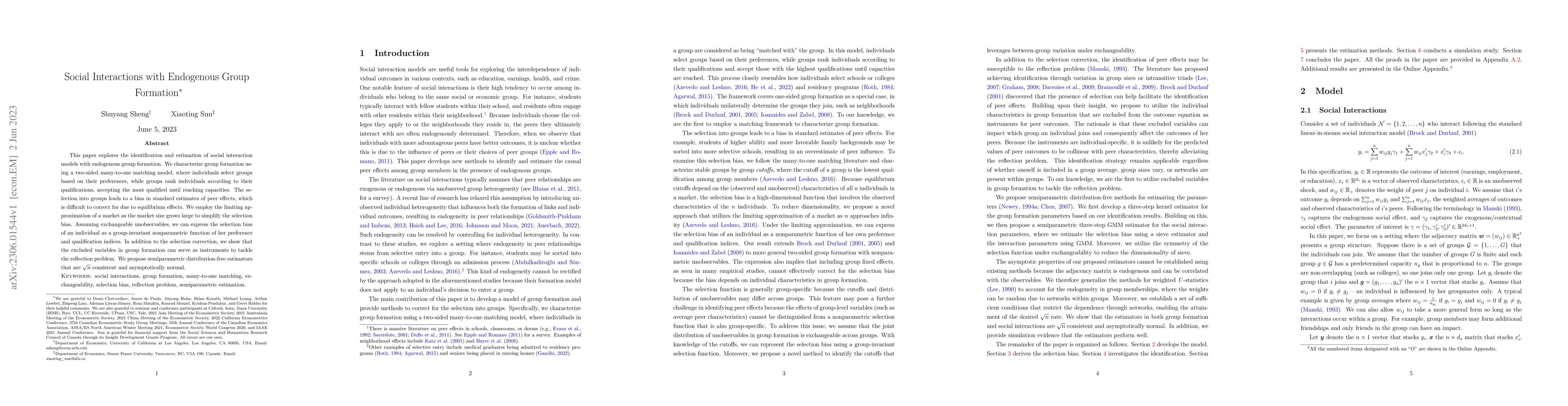 Thumbnail for Social Interactions with Endogenous Group Formation