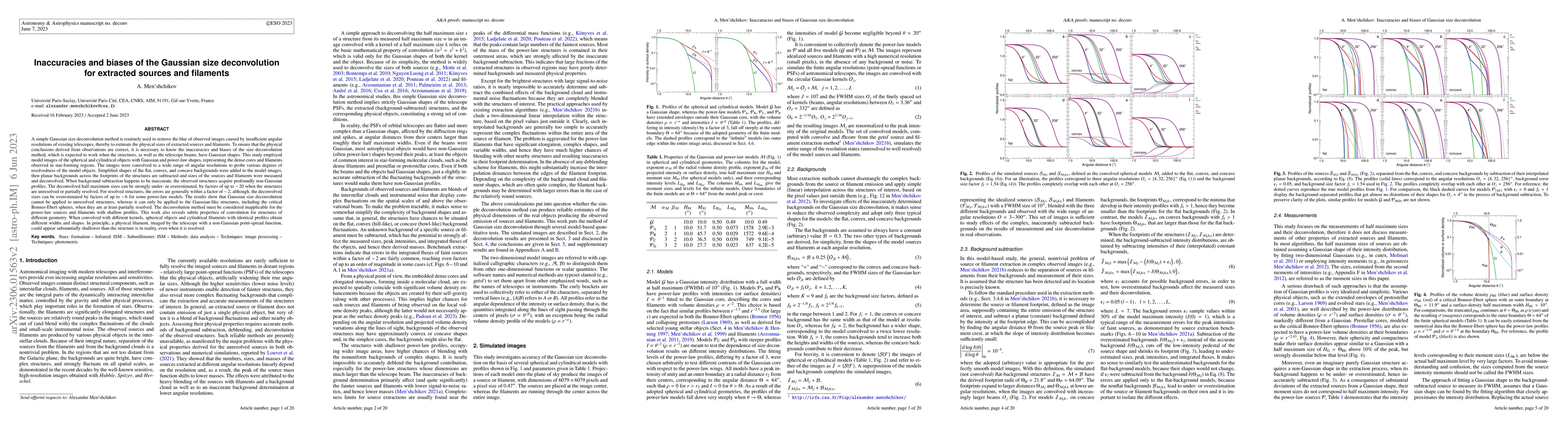 Thumbnail for Inaccuracies and biases of the Gaussian size deconvolution for extracted
  sources and filaments