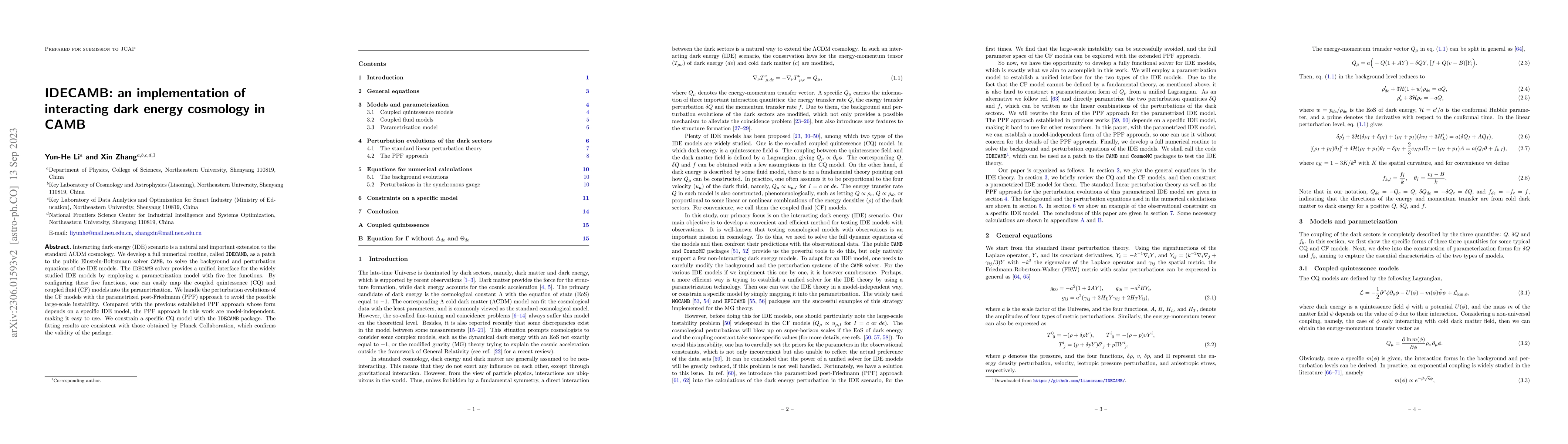 Thumbnail for IDECAMB: an implementation of interacting dark energy cosmology in CAMB