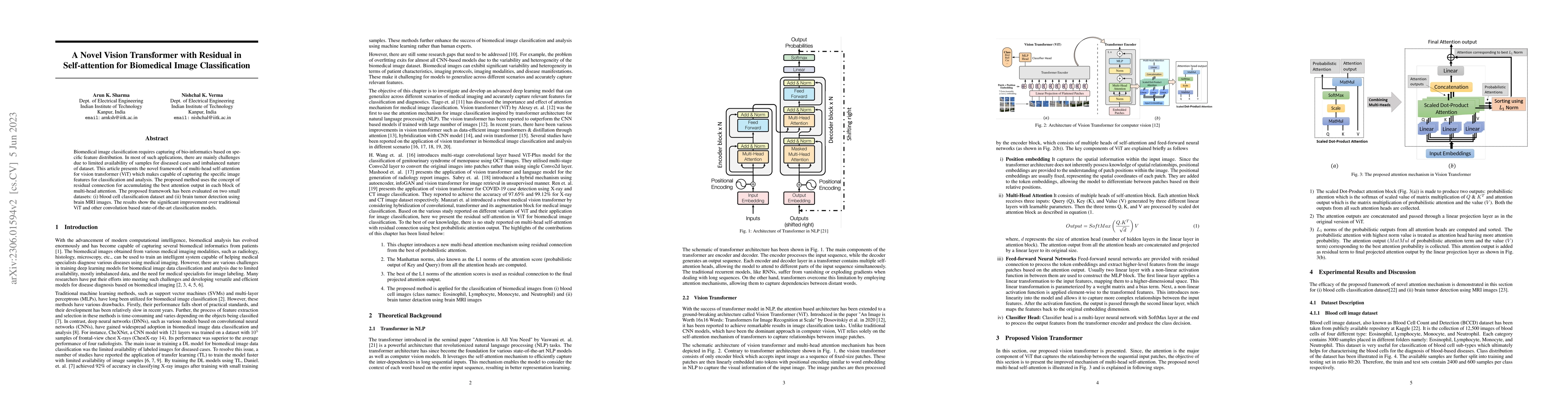 Thumbnail for A Novel Vision Transformer with Residual in Self-attention for
  Biomedical Image Classification