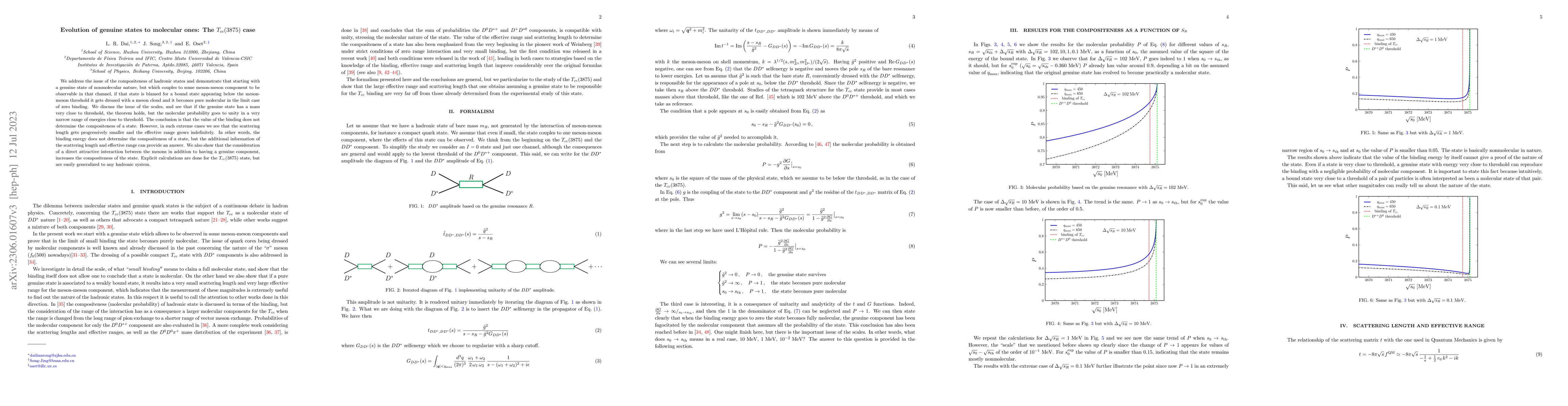 Thumbnail for Evolution of genuine states to molecular ones: The $T_{cc}(3875)$ case