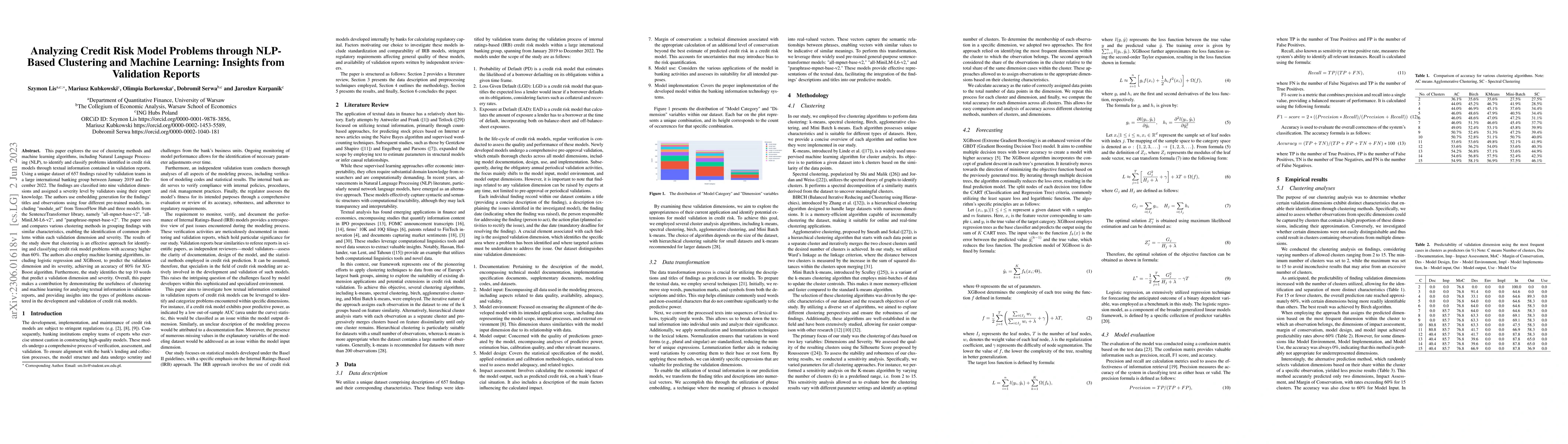 Thumbnail for Analyzing Credit Risk Model Problems through NLP-Based Clustering and
  Machine Learning: Insights from Validation Reports