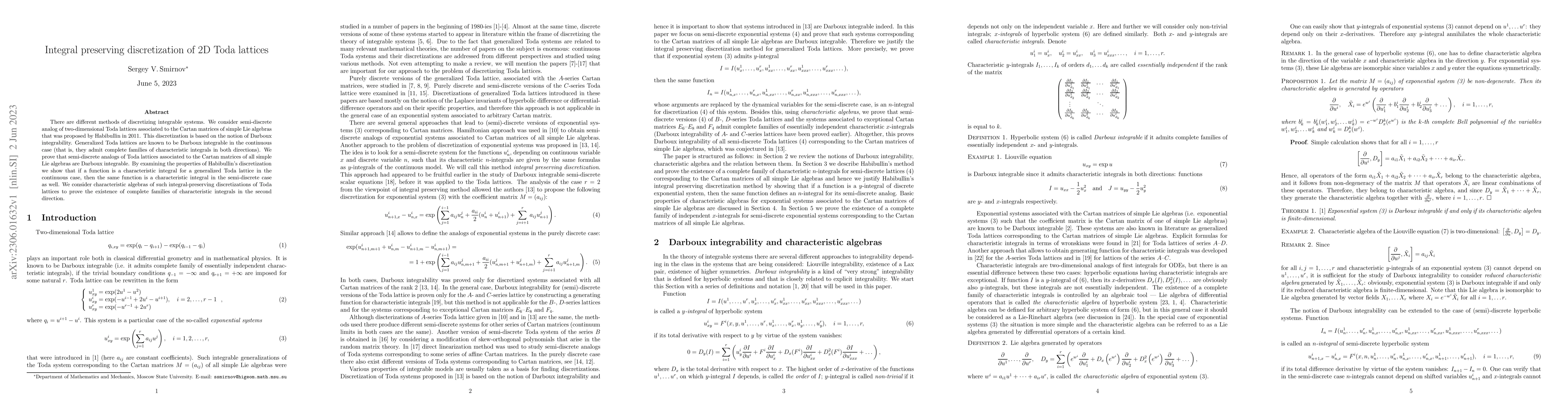 Thumbnail for Integral preserving discretization of 2D Toda lattices