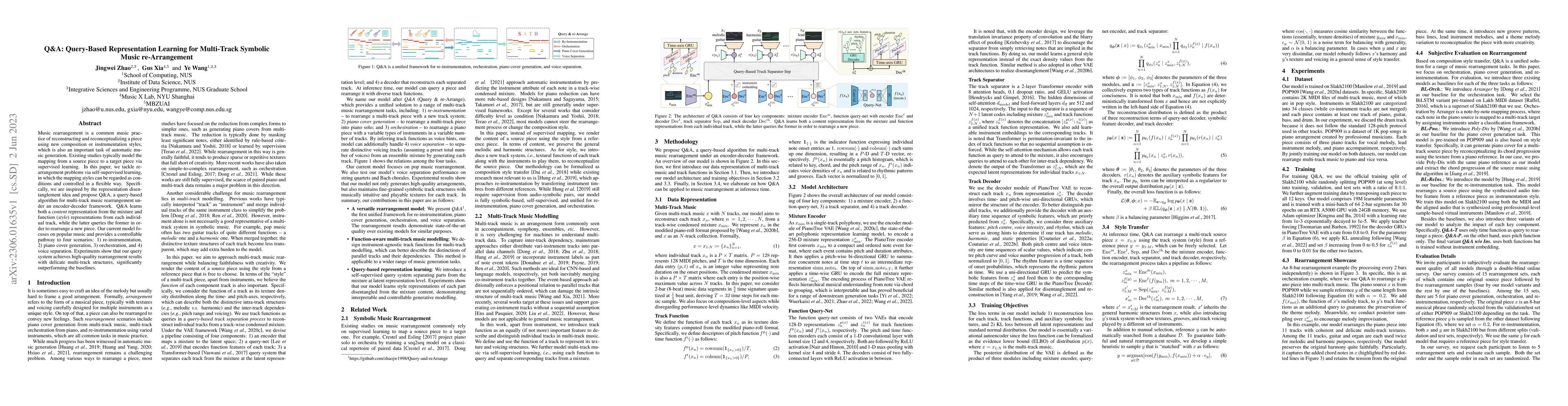 Thumbnail for Q&A: Query-Based Representation Learning for Multi-Track Symbolic Music
  re-Arrangement
