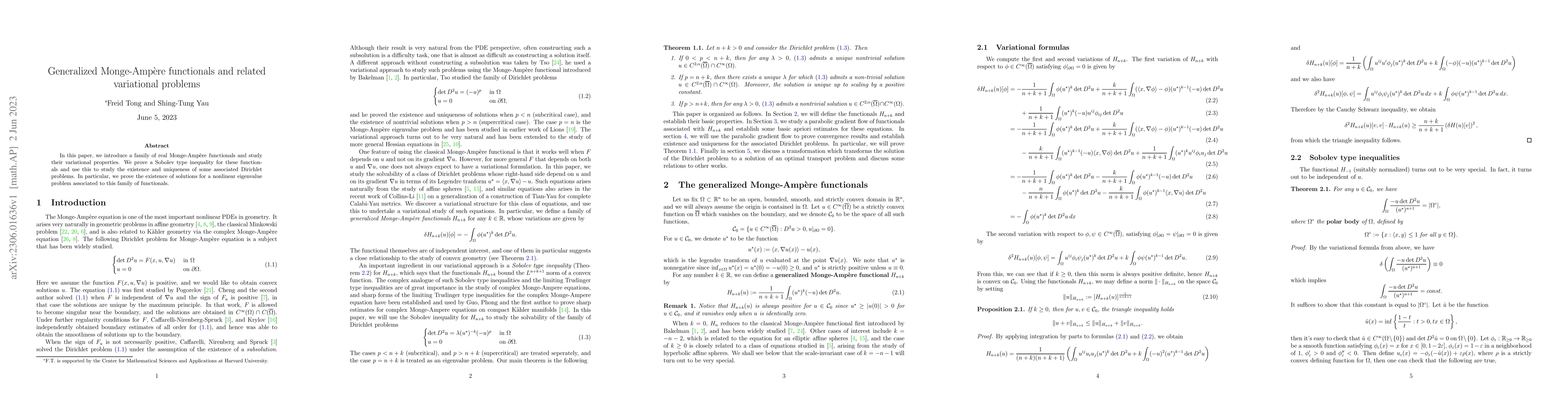 Thumbnail for Generalized Monge-Amp\`ere functionals and related variational problems
