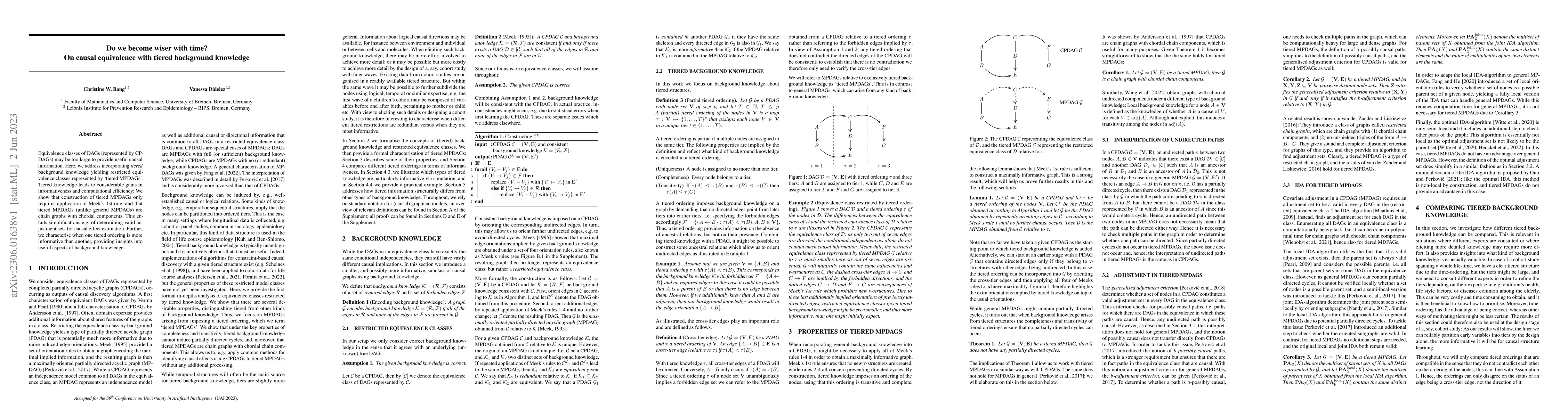 Thumbnail for Do we become wiser with time? On causal equivalence with tiered
  background knowledge