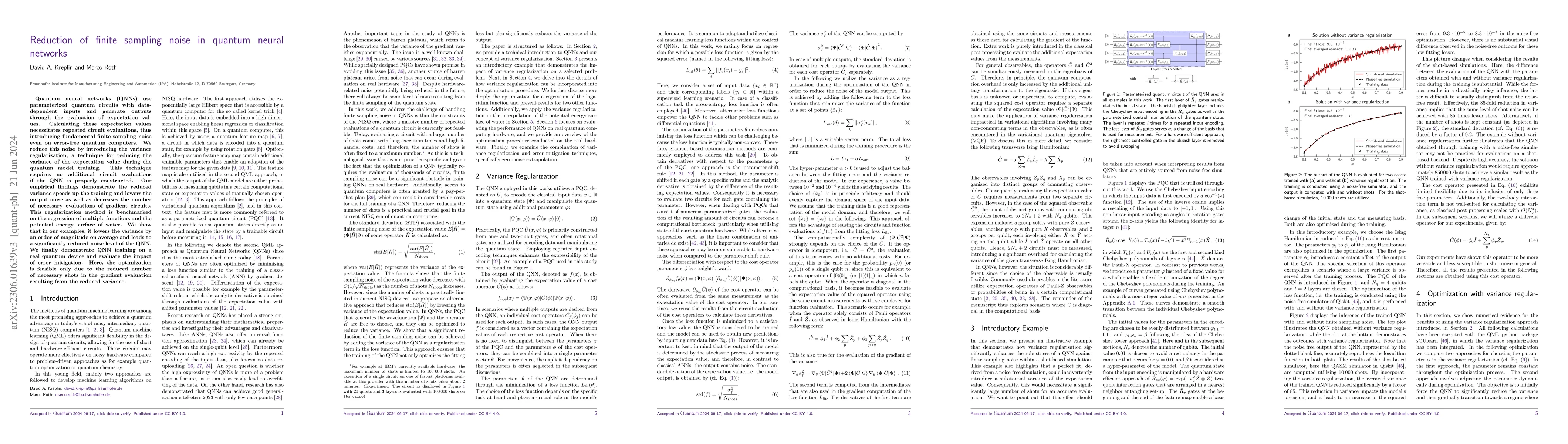 Thumbnail for Reduction of finite sampling noise in quantum neural networks