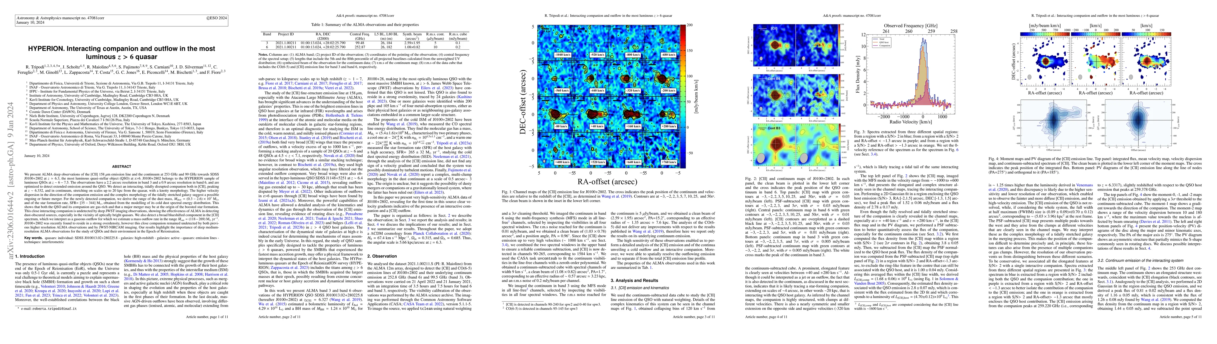 Thumbnail for HYPERION. Interacting companion and outflow in the most luminous $z>6$
  quasar