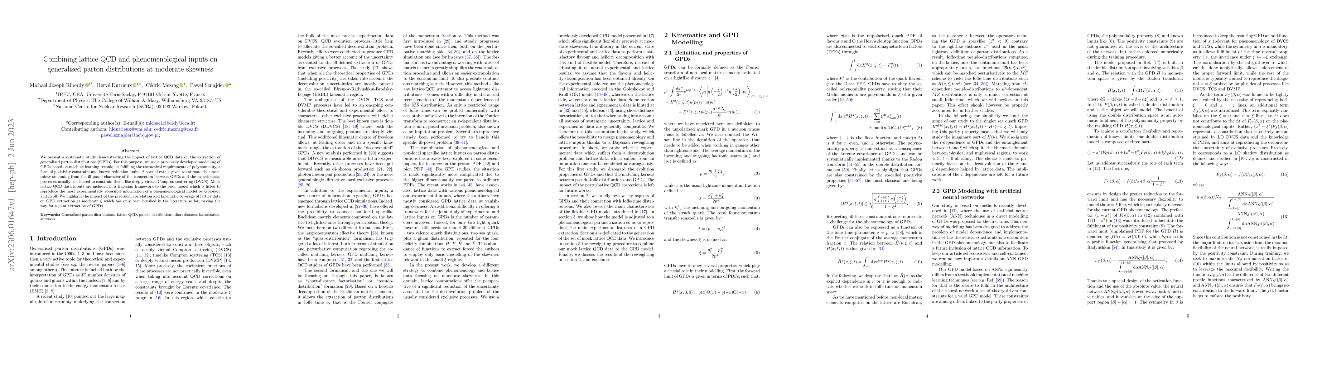 Thumbnail for Combining lattice QCD and phenomenological inputs on generalised parton
  distributions at moderate skewness