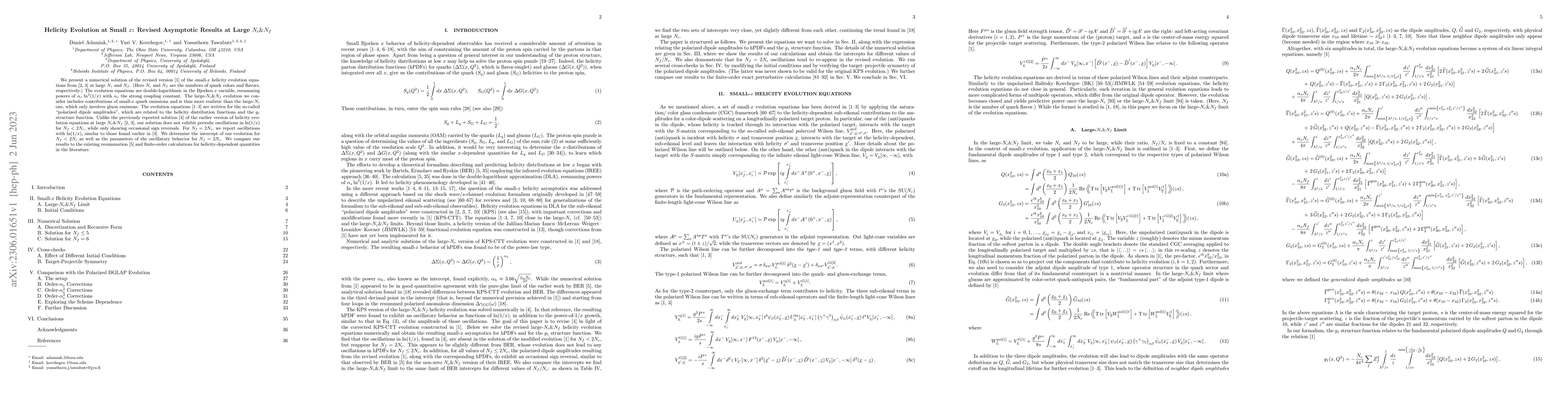 Thumbnail for Helicity Evolution at Small $x$: Revised Asymptotic Results at Large
  $N_c\& N_f$